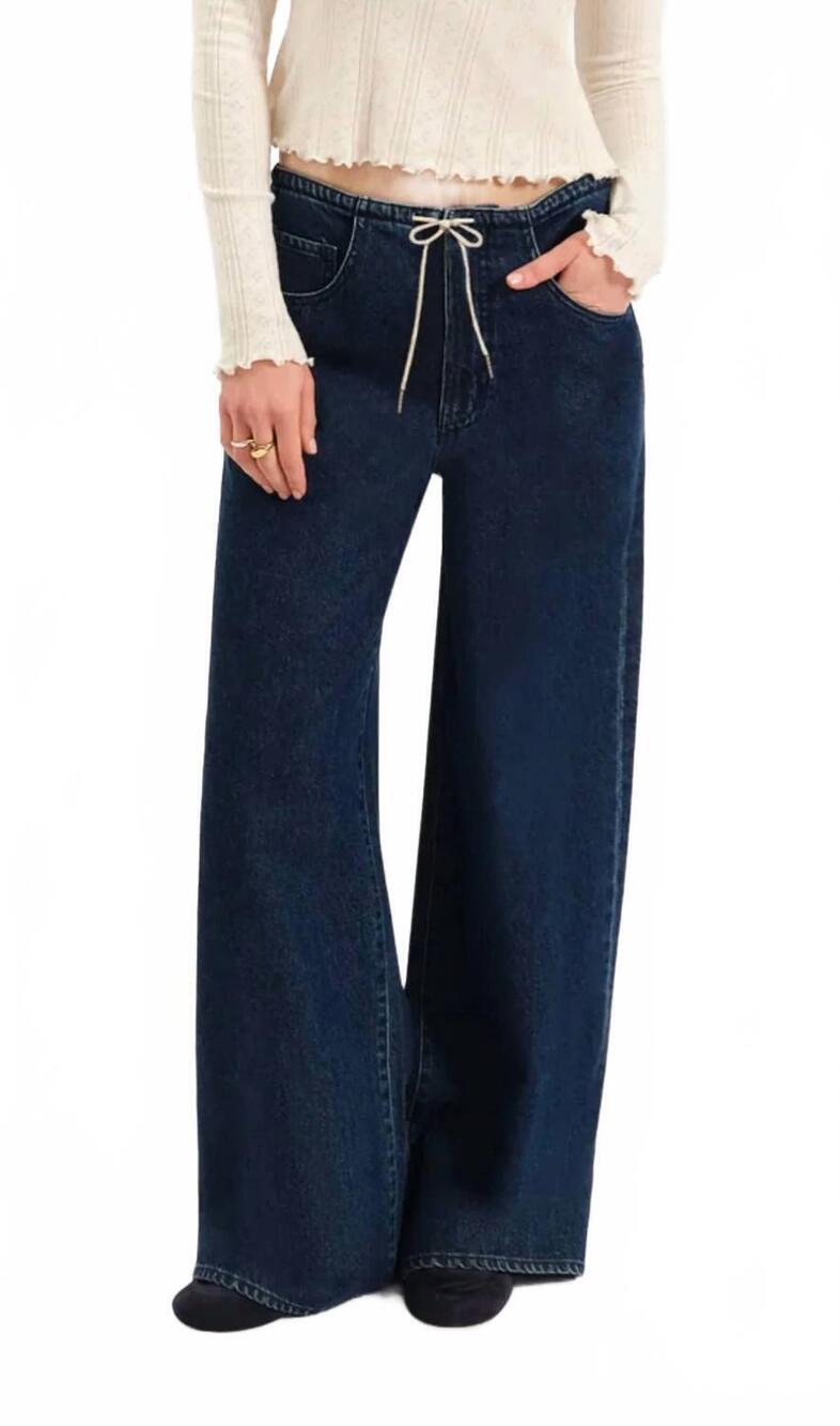 NEW DAZE madison mid rise wide leg jeans in moonlight rinse